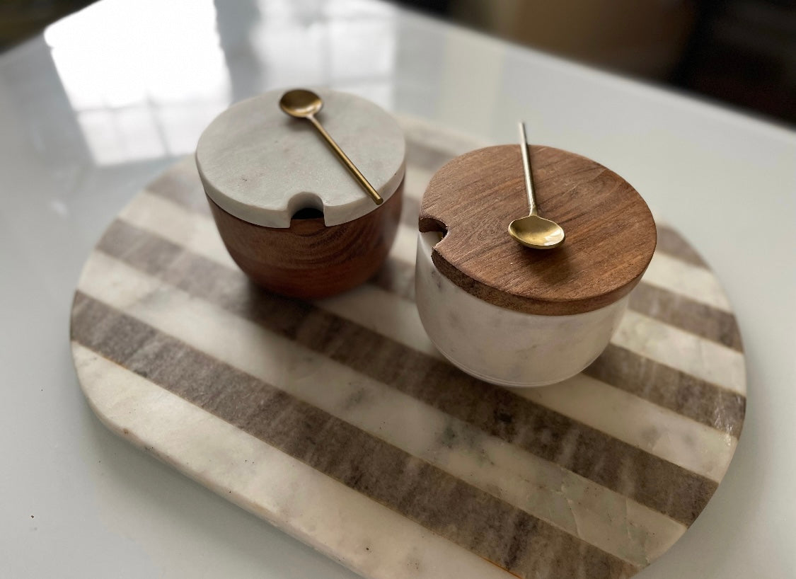 Marble Salt Cellar with Lid