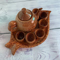 Handcarved Coconut Wood Tea Set